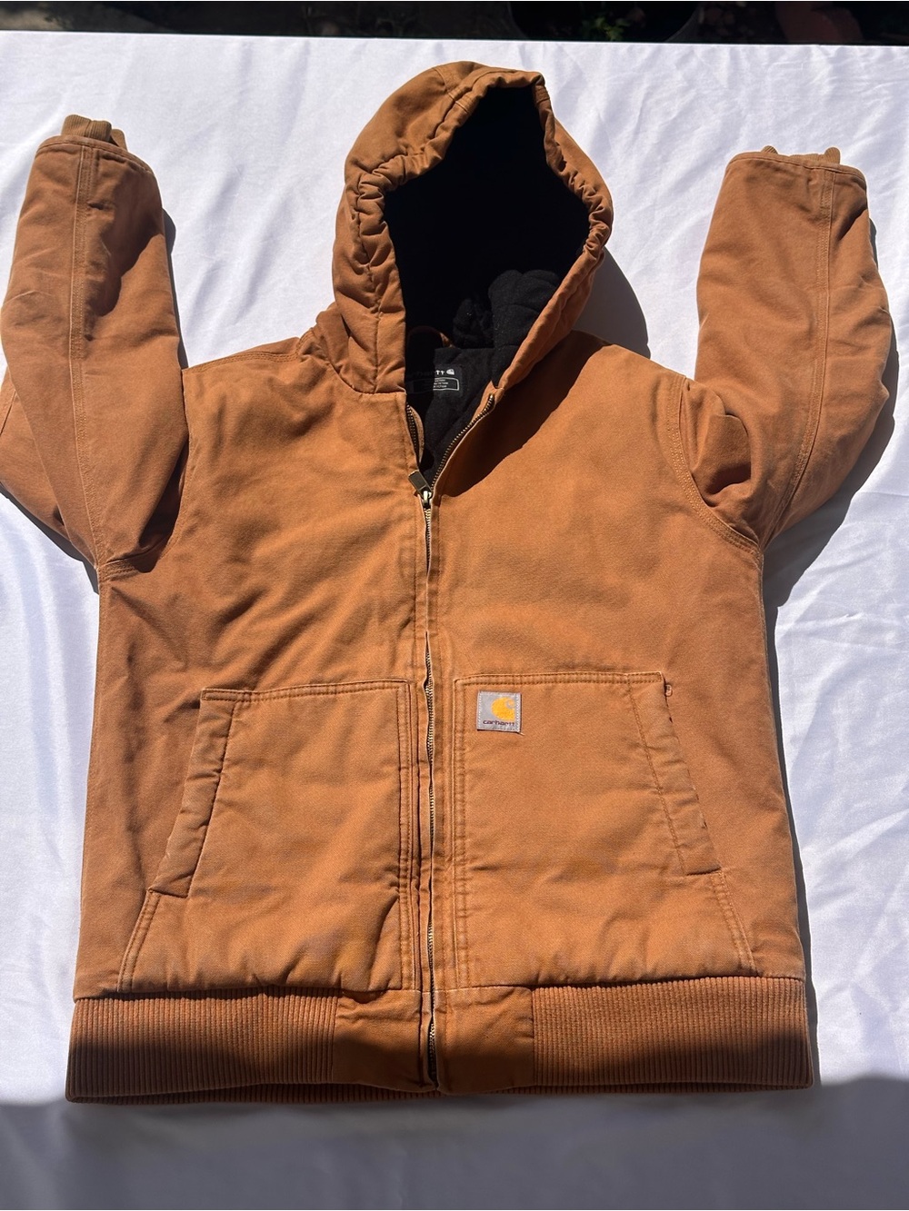 Carhartt Quilted Lined  Hooded Full Zip Jacket Youth Sz L P16